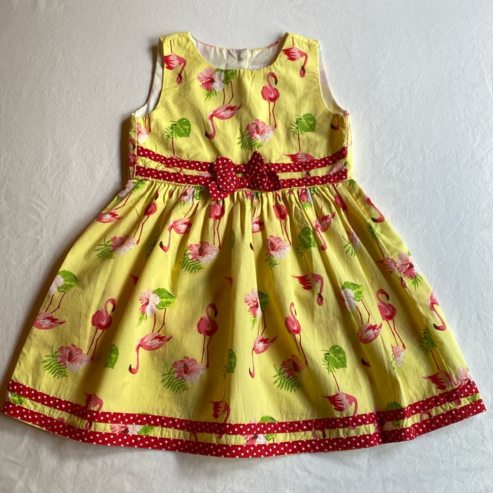 Little girls flamingo and flower dress